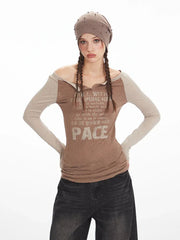 Vintage Wash Off-Shoulder Graphic Tee - TEVQA