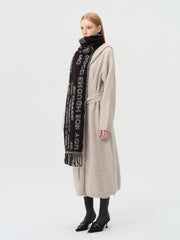 Oversized Wool Blend Letter Scarf