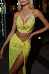 Solvia Halter Neck Pleated Diamond Set | Dress In Beauty