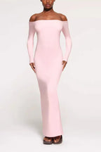 Off-shoulder ribbed knit maxi dress - View 8 | TEVQA