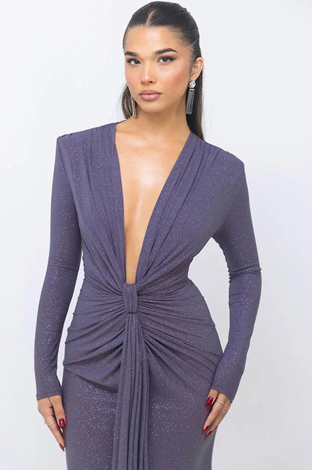 Sequin long sleeve evening dress - View 10 | TEVQA