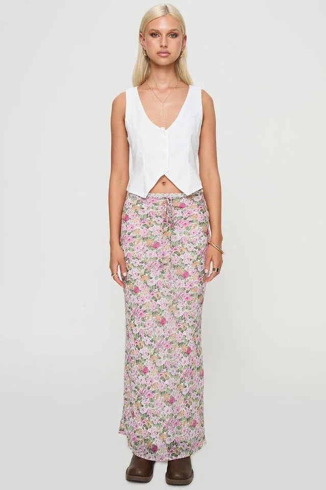 Floral Maxi Skirt with Drawstring Waist Secondary image