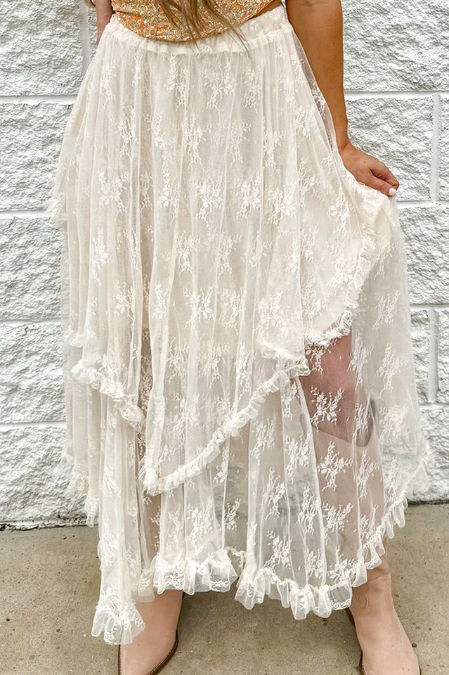 Lace Cascading Tiered Maxi Skirt | Dress In Beauty