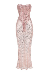 Strapless Sequin Corset Maxi Dress | Dress In Beauty