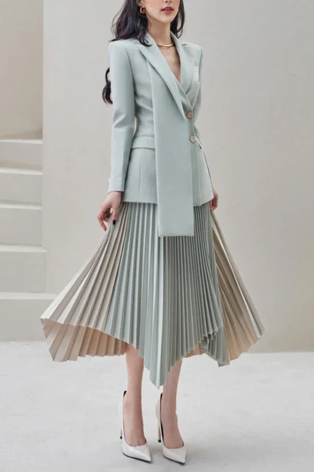 Ruched Blazer Skirt Suit Set Secondary image