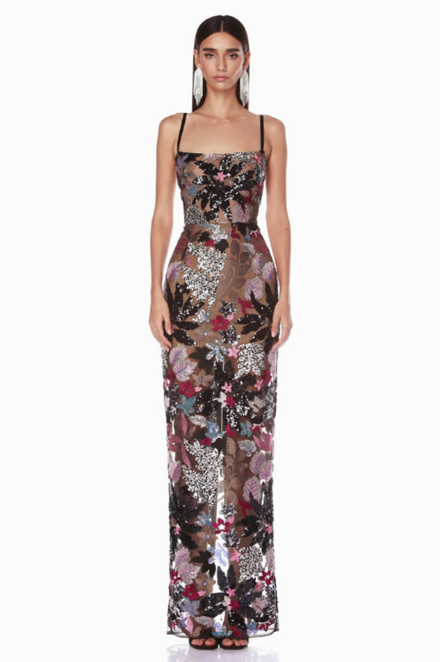 Floral Sequin Embroidered Maxi Dress | Dress In Beauty