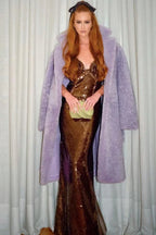 Lorelei Brown Sequin Maxi Dress with Floral Detail - View 10 | TEVQA