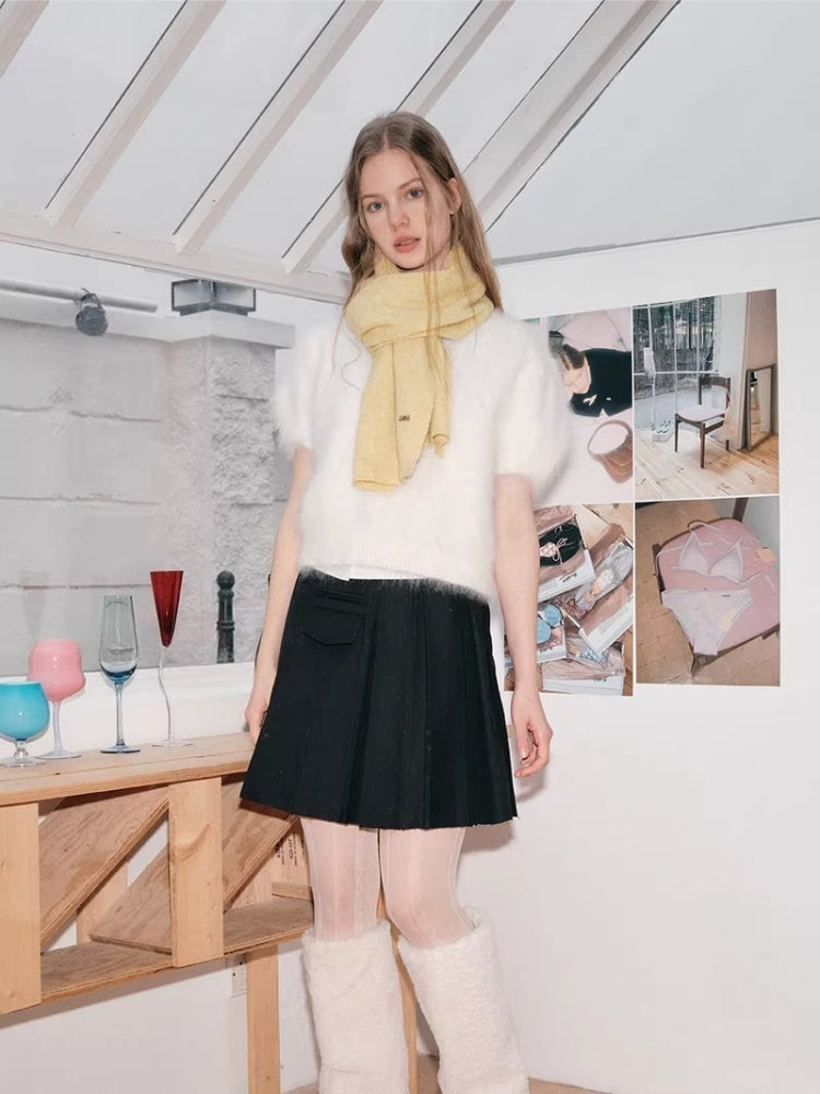 Korean Style Soft Knit Scarf Cheese Yellow