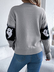 Spooky Chic Ghost Cable Knit Sweater