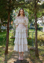 White cotton corset dress - View 7 | TEVQA