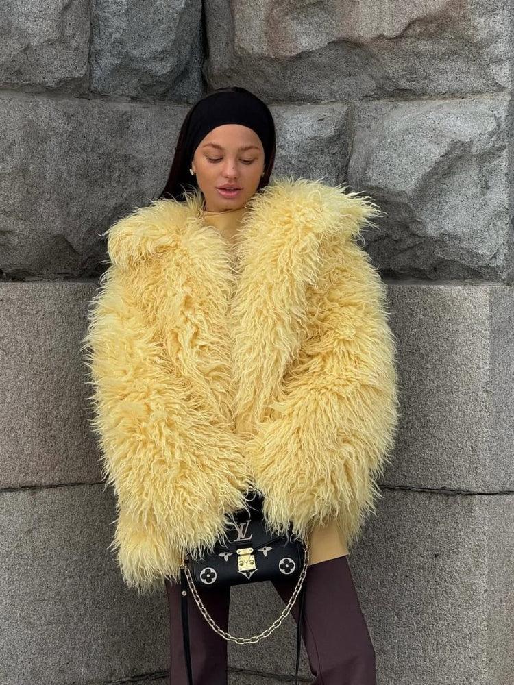 Shaggy Faux Fur Cropped Jacket - View 7 | TEVQA