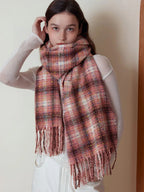 Oversized confetti knit scarf with rainbow speckles and fringe detail - View 12 | TEVQA