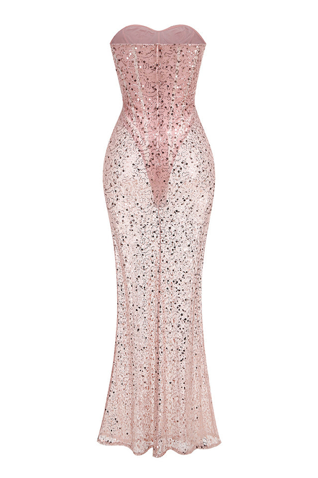Strapless Sequin Corset Maxi Dress | Dress In Beauty