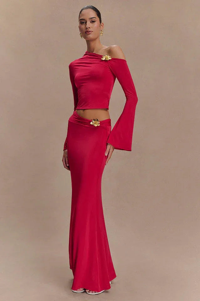 Ainsley Asymmetrical Maxi Skirt - TEVQA Main image