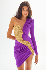 One Sleeve Purple Mini Dress | Dress In Beauty