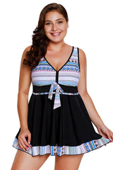 Turquoise Tribal Print Swim Dress With Shorts | Dress In Beauty