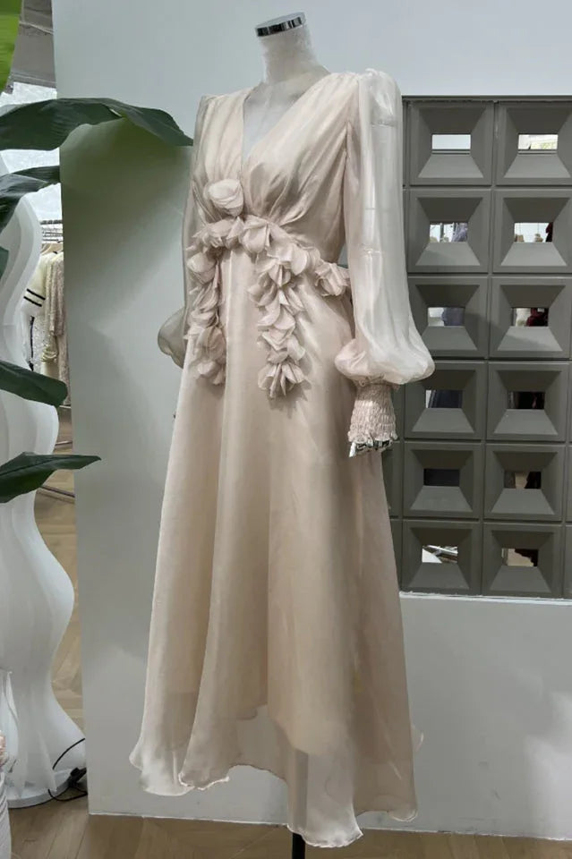 Floral Appliqué Midi Dress - View 11 | TEVQA