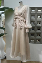 Floral Appliqué Midi Dress - View 11 | TEVQA