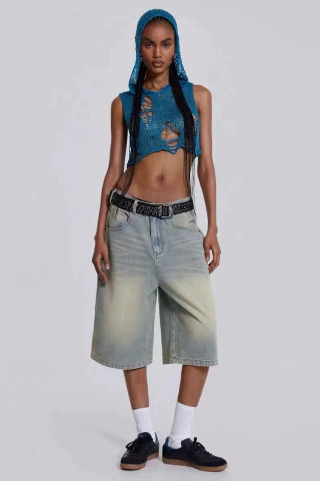 Light Wash Jumbo Jorts | Dress In Beauty