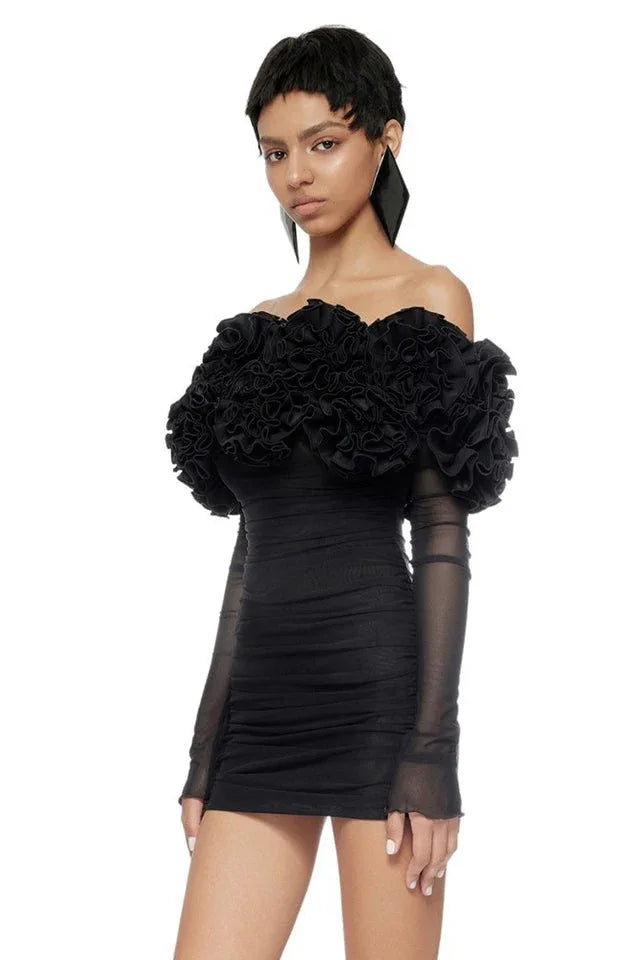 Amity Long Sleeve Tulle Floral Dress - TEVQA