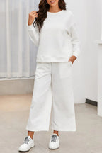 Textured Long Sleeve Top & Pants Set - TEVQA