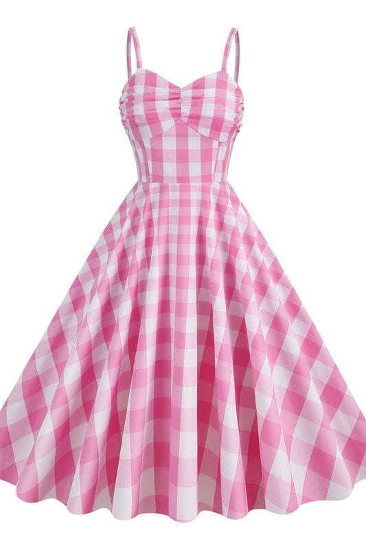 Barbie Movie Margot Pink Plaid Check Dress | Dress In Beauty
