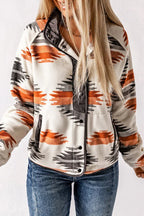 Western Aztec Print Fleece Jacket - TEVQA