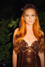 Lorelei Brown Sequin Maxi Dress with Floral Detail - View 12 | TEVQA