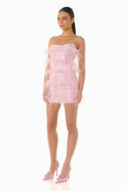 Pink sequin feather mini dress - View 6 | TEVQA