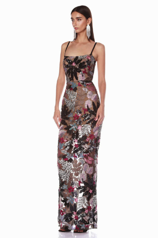 Floral Sequin Embroidered Maxi Dress | Dress In Beauty