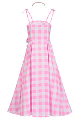 Barbie Movie Margot Pink Plaid Check Dress | Dress In Beauty