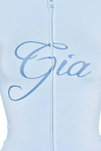Fitted knit hoodie and trackpant set with V-neckline and thumbholes - View 31 | TEVQA