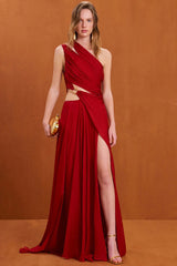 One Shoulder Ruched Cut Out Maxi Dress | Dress In Beauty