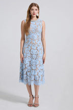 Ariana Floral Lace Sleeveless Midi Dress - TEVQA