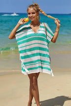 Crocheted V-Neck Beach Cover Up - View 19 | TEVQA