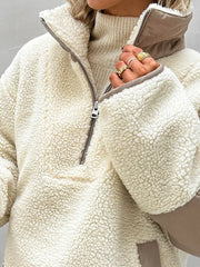 Aspen Lodge Contrast Sherpa Half-Zip Pullover - TEVQA