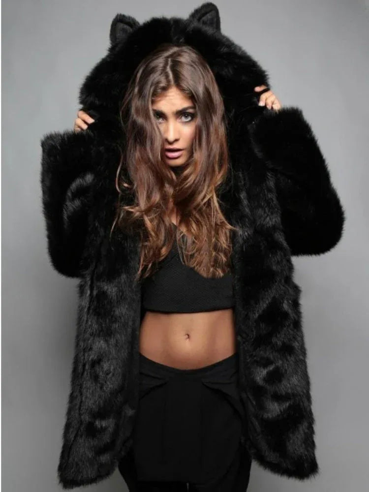 Wildcat Leopard Print Faux Fur Coat - TEVQA