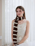 Long striped knit scarf with ruffle edge - View 13 | TEVQA
