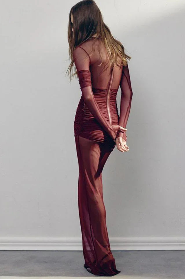 Long Sleeve Ruched Maxi Dress Secondary image