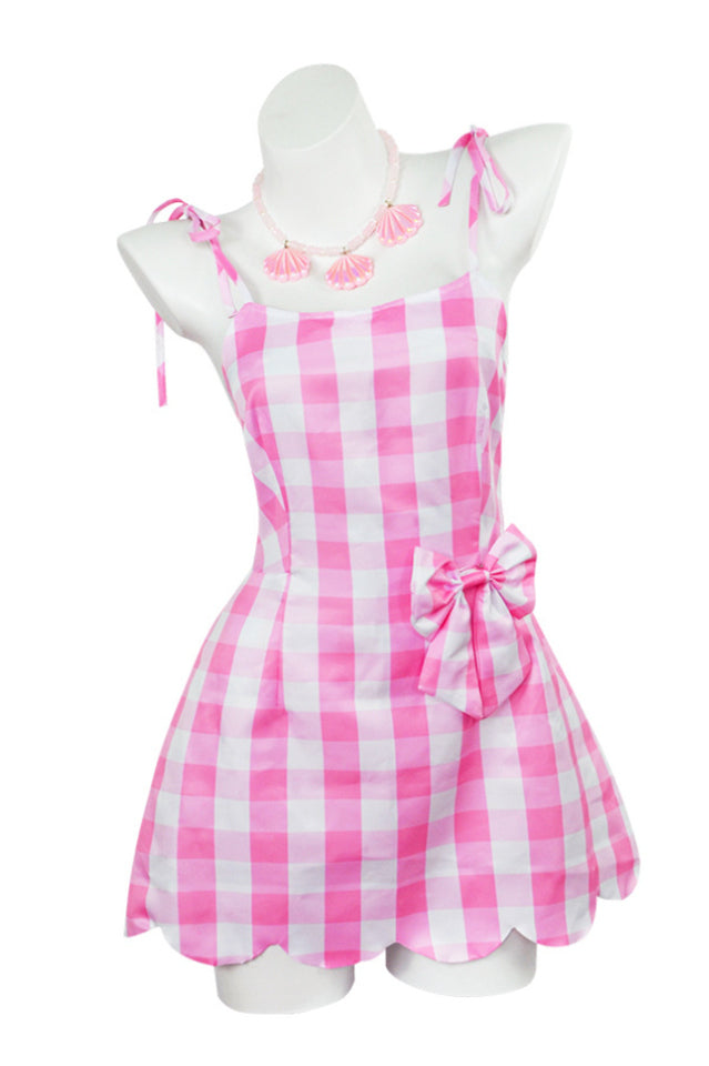 Barbie Movie Margot Pink Plaid Check Dress | Dress In Beauty