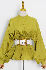 Athina Pleated Ruffle Waist Belt Blouse | Dress In Beauty