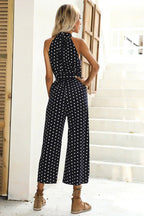 Polka Dot Wide Leg Jumpsuit - View 9 | TEVQA