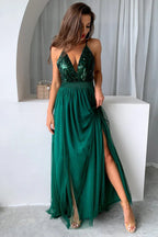 Sequin Tulle Evening Gown - View 17 | TEVQA