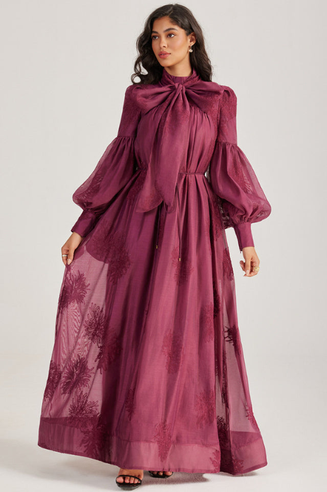 Embroidered Lace-Up Maxi Dress | Dress In Beauty