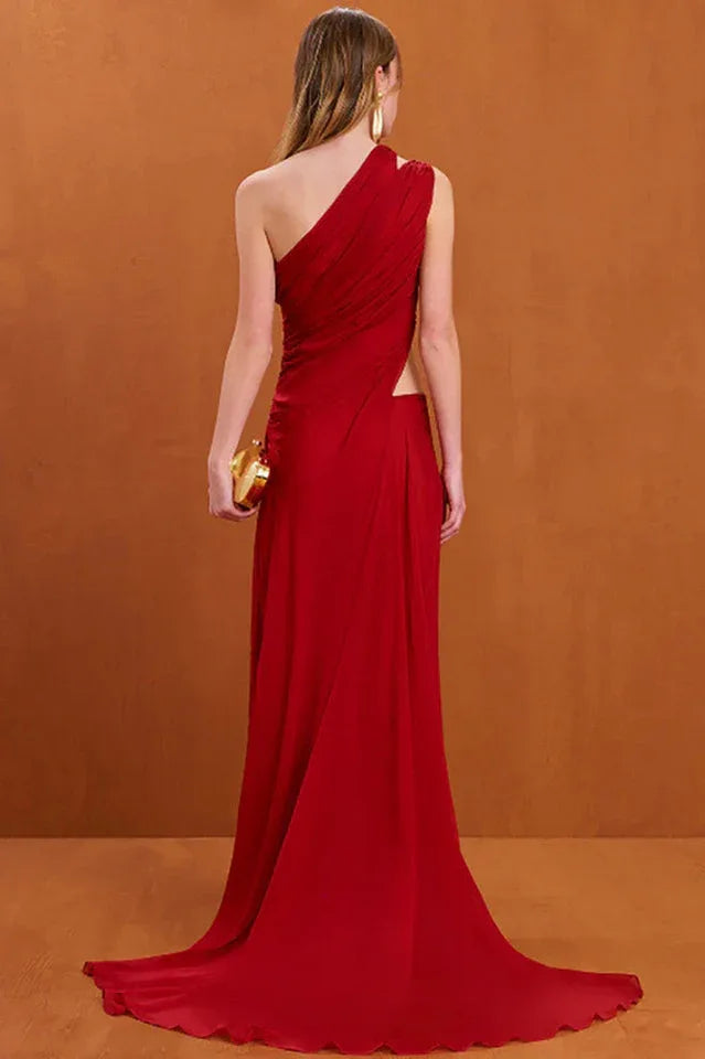 One Shoulder Ruched Cut Out Maxi Dress - View 7 | TEVQA