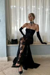 Strapless Lace Corset A Line Dress | Dress In Beauty