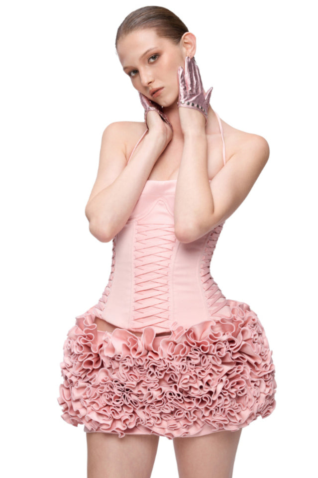 Arifah Floral Halter Neck Corset Skirt Set | Dress In Beauty