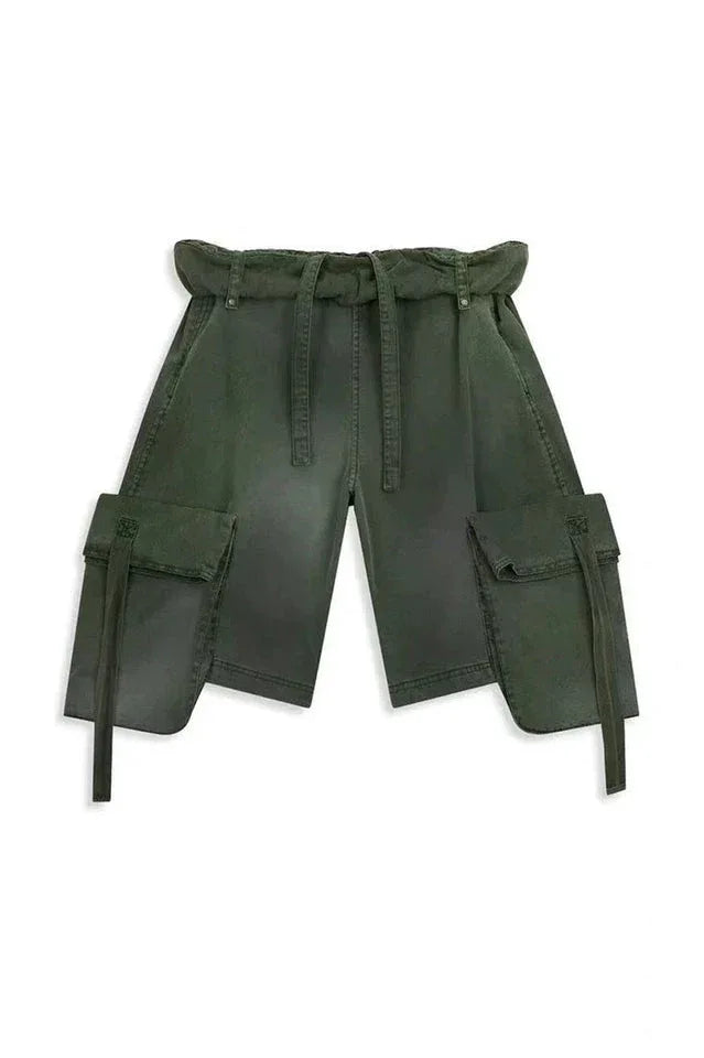 OPEN YY Rolled Waist Cargo Shorts - View 9 | TEVQA