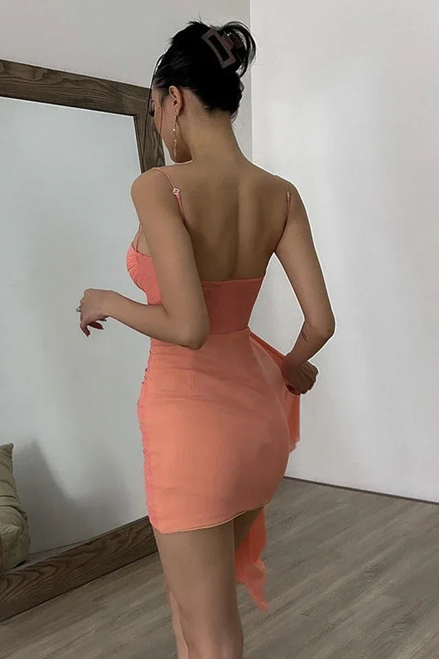 Gathered Mesh Mini Dress - View 6 | TEVQA