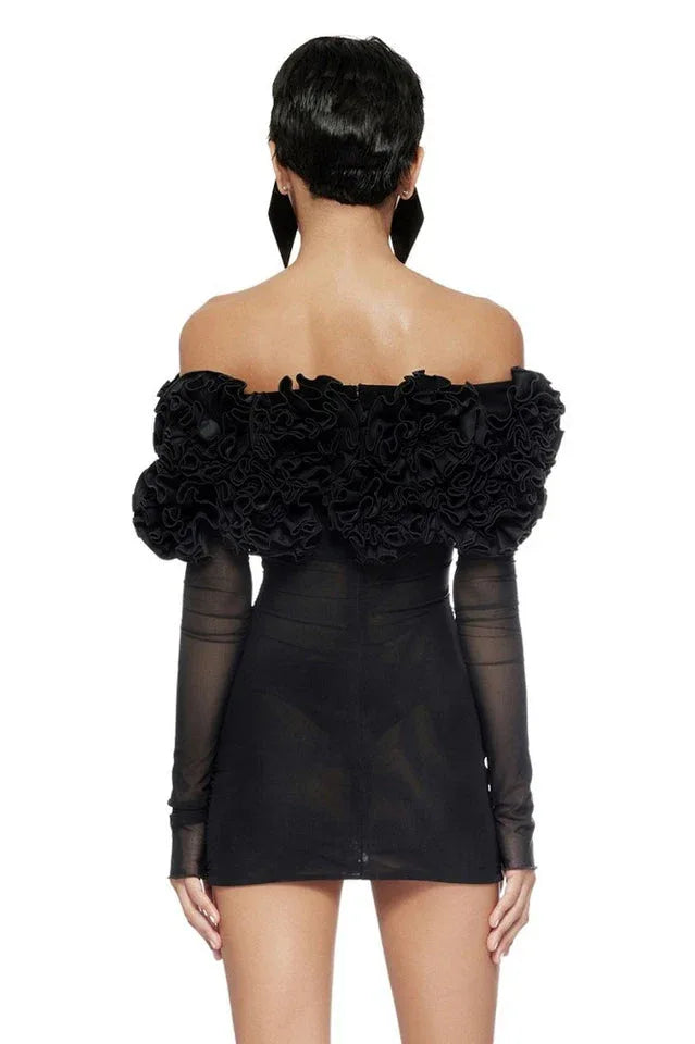 Amity Long Sleeve Tulle Floral Dress - TEVQA